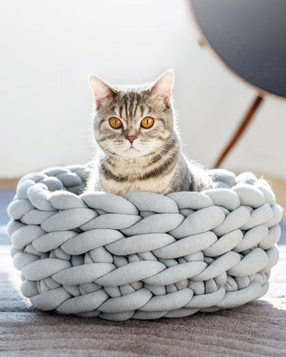 Knitted Basket Pet Bed
